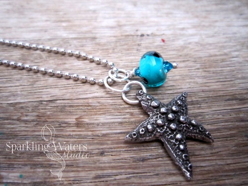Wish Upon a Starfish - Artisan Lampwork Glass Necklace