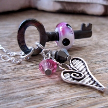 SW Studios Glass Lamwork Bead Skeleton Key Necklace nov27_necklace_skeletonkey_pink_polkadot_heart_1_1.jpg