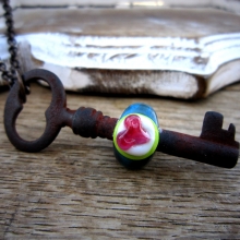 SW Studios - Glass Lampwork Bead Skeleton Key Necklace nov913_sk_1_2.jpg