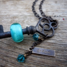 SW Studios - Glass Lampwork Bead Skeleton Key Necklace nov913_sk_3.jpg