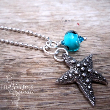 Wish Upon a Starfish - Artisan Lampwork Glass Necklace