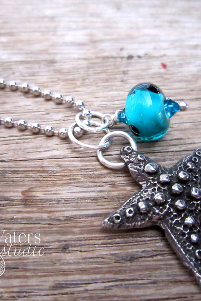 Wish Upon a Starfish - Artisan Lampwork Glass Necklace