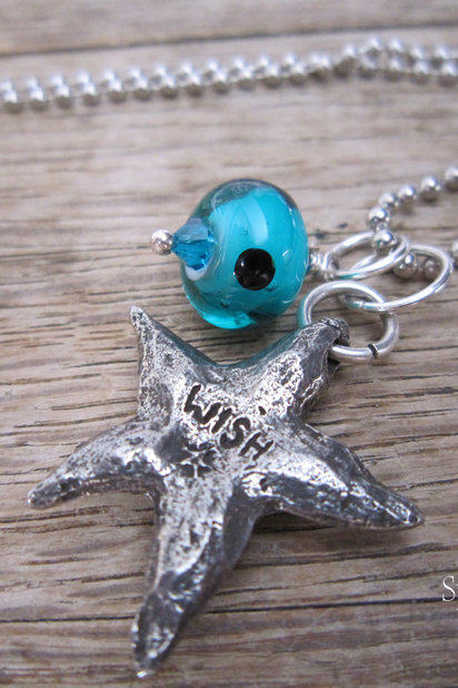 Wish Upon a Starfish - Artisan Lampwork Glass Necklace