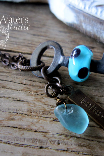 Turquoise Skeleton Key Necklace