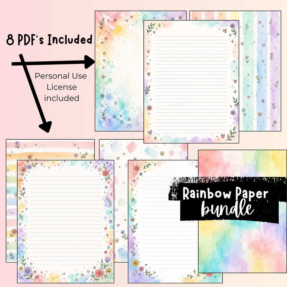 A Blank Page - Rainbow PAPER Bundle - Art Journal Digital Paper Download